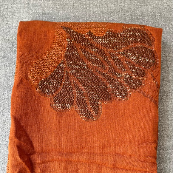Zara Metallic Thread Floral Orange Scarf - Picture 7 of 11